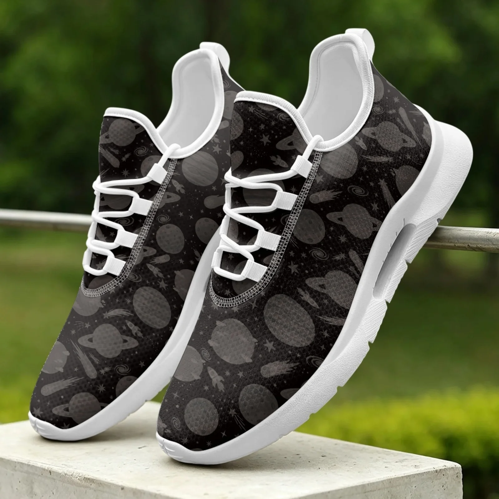 XIXIRIMIDO Lace-up Casual Shoes Mens Sneakers Comfortable Mesh Breathable Walking Shoes Women's Lightweight Soft Universe Space