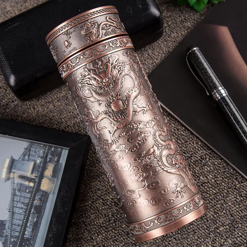 

Упрощенная серебряная чашка Jiulong, деловой подарок, серебряная чашка для воды, изолированная серебряная чашка для чая с тиснением, изолированная чашка