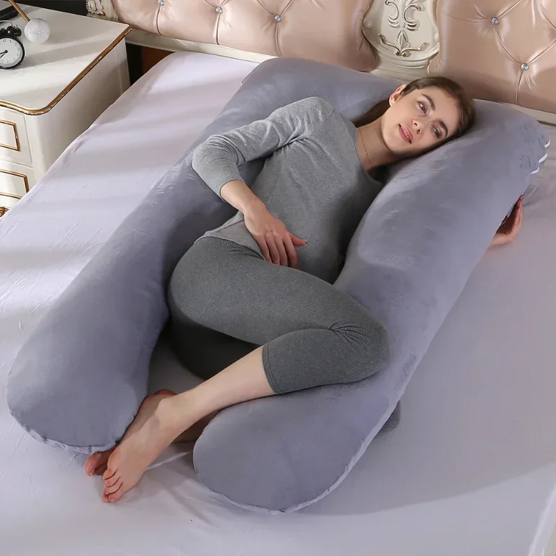 Pregnant Women\'s U-shaped Pillow Cotton Solid Color Pregnancy Pillow Nursing Pad Pregnant Women\'s Sleep Pillow Waist Hug Pad