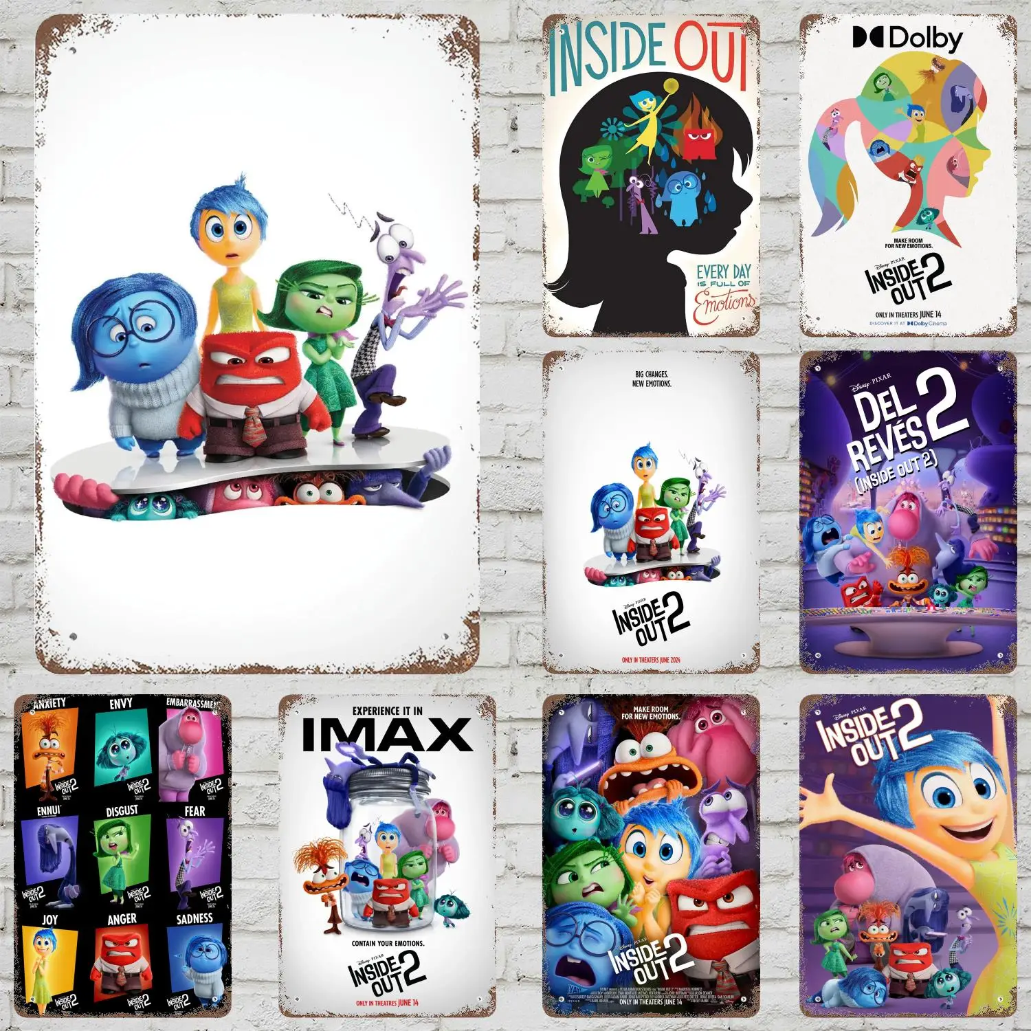 

MINISO Inside Out 2 Vintage Metal Tin Signs Posters Decor Retro Metal Plaque Wall Art Decor for Garage Bar