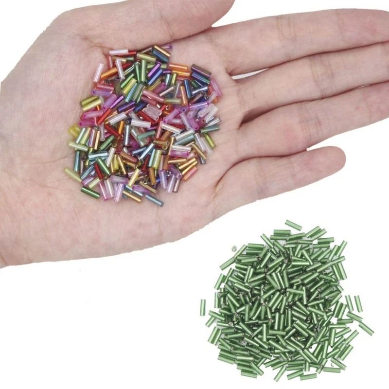 Glass Bugle Seed Beads Set Assorted Color for Jewelry Making Includes Crystals String for Bracelets and Necklaces C1FC