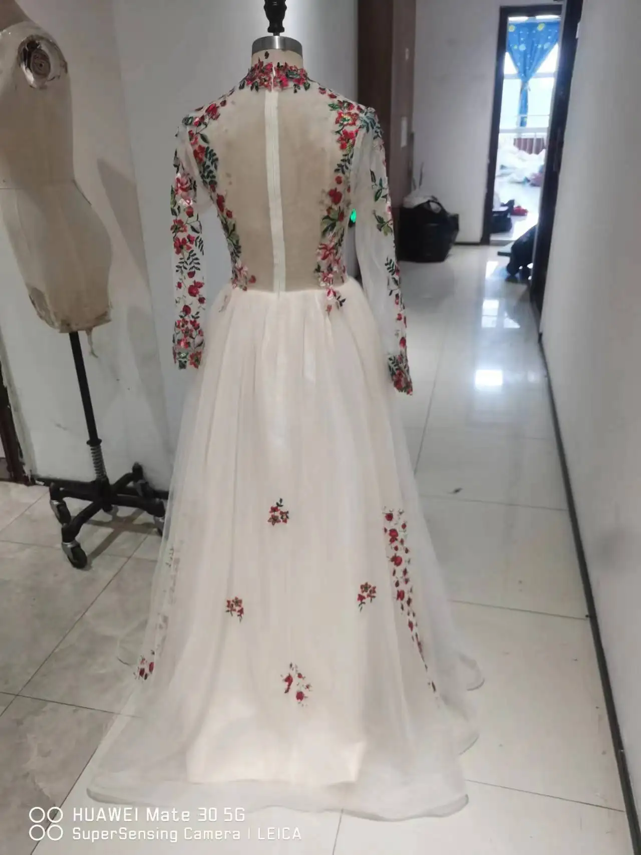 Floral Flowers Evening Dresses New Formal Party night Long Sleeve Mother And Daughter Prom Dresses For Wedding Saudi Arabia