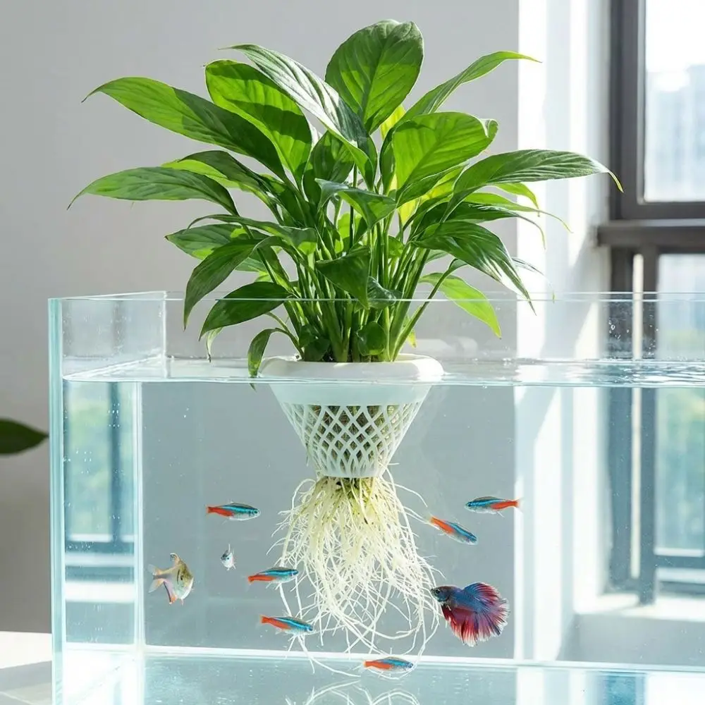 3D Printed Floating Aquarium Planting Basket Plastic Growing Pots Hydroponic Plant Basket Decorative Coexistence Floating Pot