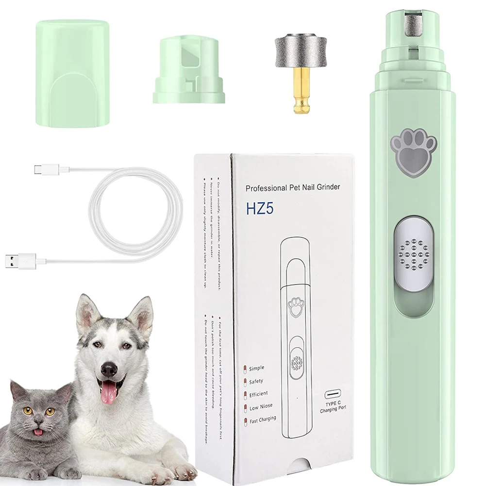 2 Modes Electric Dog Nail Grinder with Polisher LED Light Pet Nail Clipper Pet Nail Trimmers USB Charging Dog Cat Nail Grinders