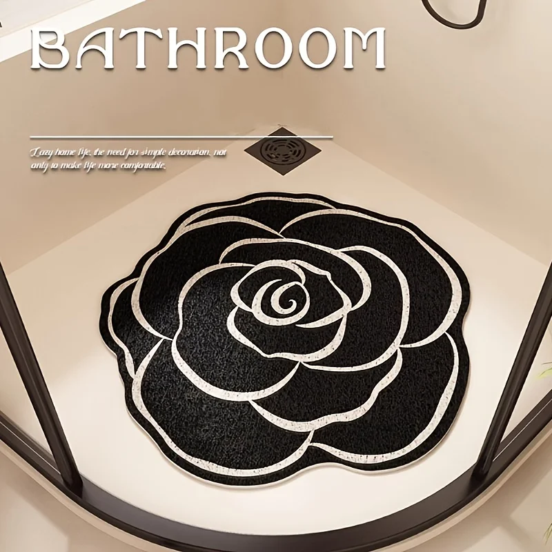 1pcs Art Flower Creative Washable Diatom Mud Mat Square Size Perfect for Bathroom Entry Vanity Area Anti-slip Floor Decor