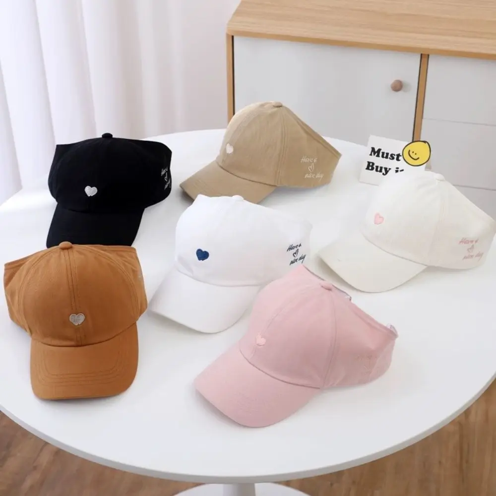 Summer Love Heart Designs Baseball Cap Sweet Girls Boys Empty Top Hat Sun Shading Sun Hat Classic Solid Color Kids Peaked Caps