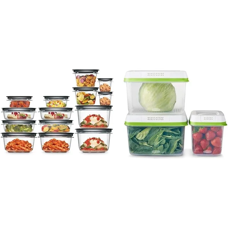 28-Piece Clear/Grey Food Storage Containers, Premium Snap Bases, and Various Size Lids, Perfect for Meal Prep