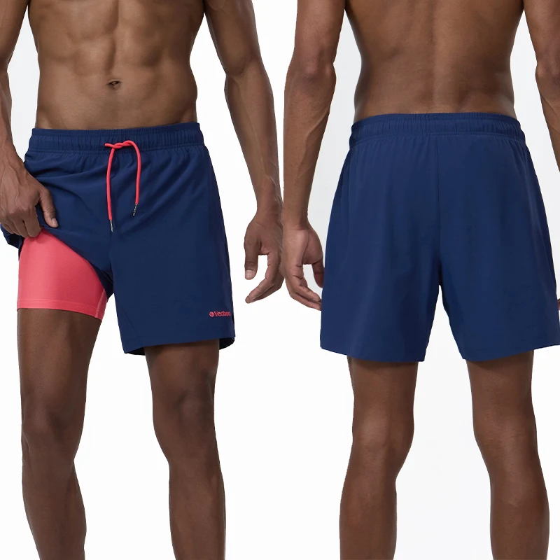 The Latest Swimming Shorts Man Breathable Lining 2 in1 Shorts Adjustable Waist Zipper Pockets Beach Bañador Hombre Swimsuits