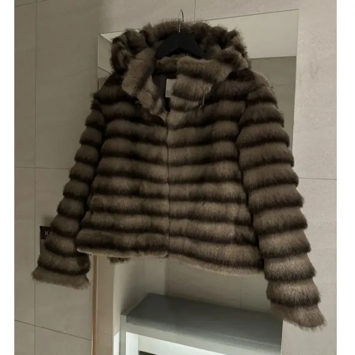 Donna ort Jaet Autunno Inverno Lusso Faion Pelliccia Con Cappuccio Allentato Caldo Top Trapuntato Cappotto di Visone Sintetico Gioventù Pendolarismo Sle