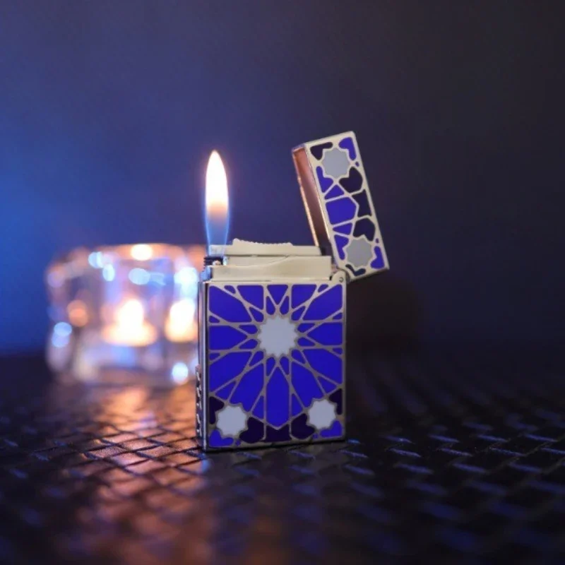 Calories Short Loud Sound Inflatable Lighter Enamel Two-color Blue Paint High-end Fashion Men's Lighter