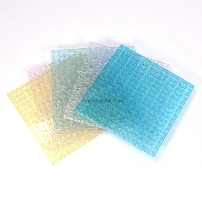 1 Stück 16x16 Noppen Doppelseitige Grundplatte, Hochtransparente Klare MOC DIY Montage-Basisplatte, Universell Kompatible Klassische Bausteine