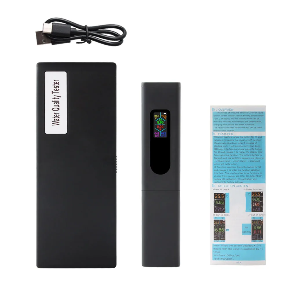 

Tester Water Quality Monitor Rechargeable Quality Tester Total Soluble Solid 5 In 1 PH Water For Home Drinking Water