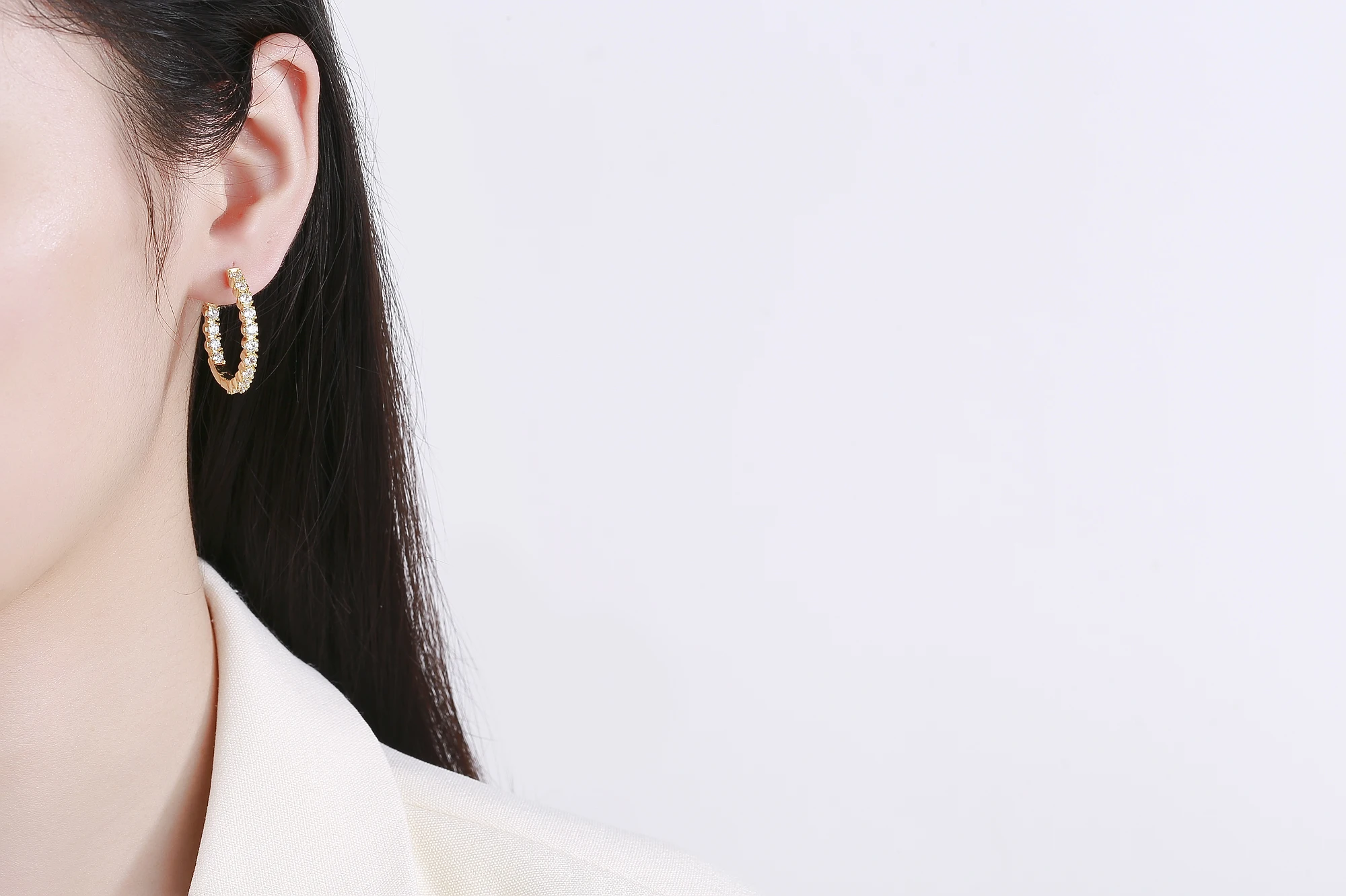 S925 Silver 39mm Big Circle Hoop Earrings For Women Fashion Wedding Fine Jewelry C Hoop Earring