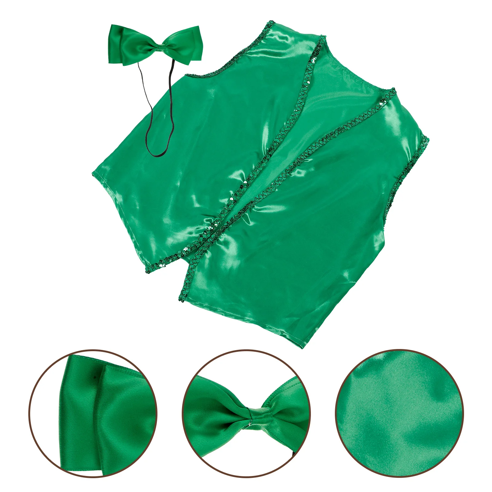

1Set Green Waistcoat St Patricks Day Vest Decorative Bowtie Cosplay Party Costume Outfit Green Vest St. Patrick's Day Waistcoat