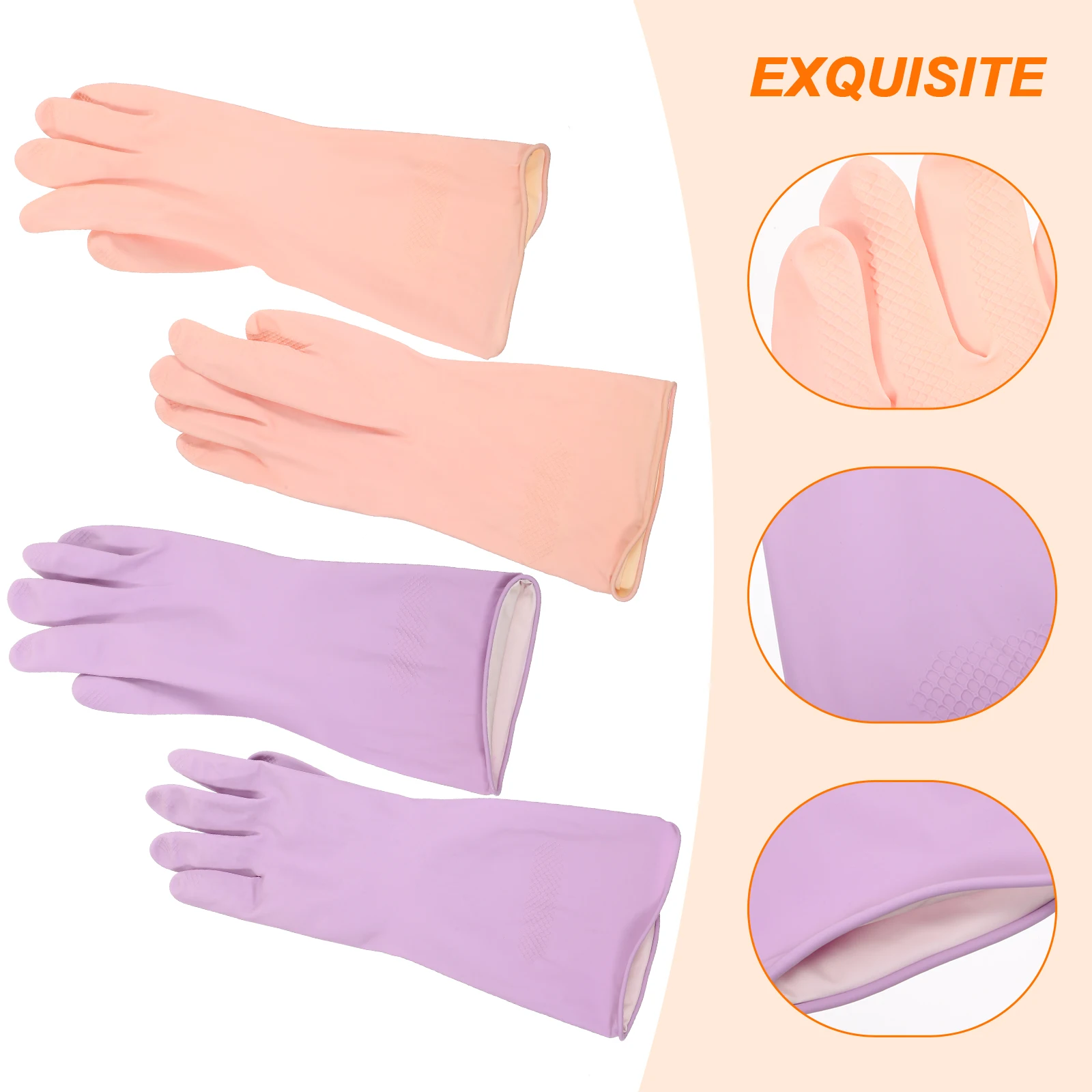 

2 Pairs Gloves for Cleaning Waterproof and Wear-resistant Dishwashing Reusable Hand Dishes Kitchen