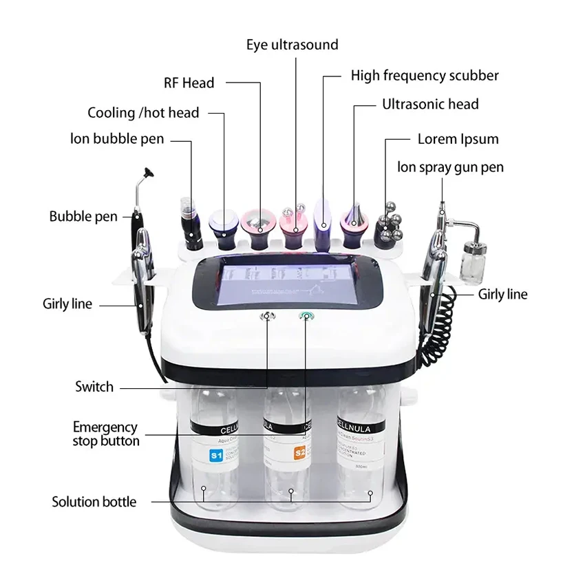 Portable 10 in 1 Small Bubble Hydro Aqua Peel Hydra Beauty Facial Machine Microdermabrasion Hydrodermabrasion Hydrofacys