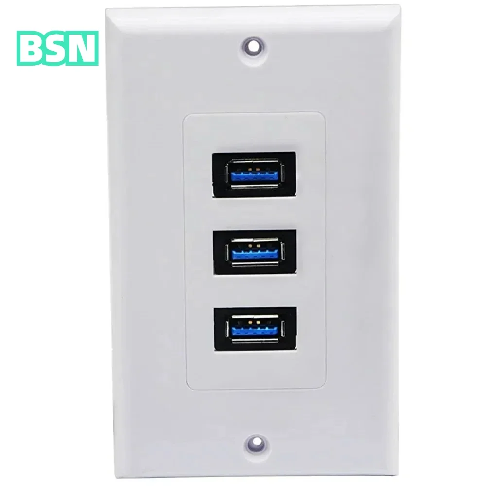 

3Port USB 3.0 Usb3.0 Wall Plug Three Port usb 3.0 Female Wall Plate Socket Usb3.0 D-Sub Wall Mount Panel Outlet Jack
