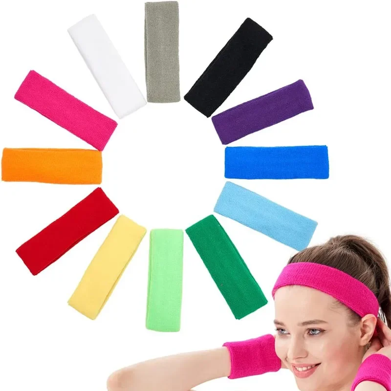 Men Sports Headband Fitness Hair Bands for Woman Hair Wrap Brace Elastic Cycling Yoga Running Exercising Sweatband Headwear