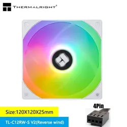 Thermalright TL-C12RW-S V2 섀시 냉각 팬 120x120x25mm ARGB 1500RPM 지능형 온도 제어 역방향 공기 흐름 팬