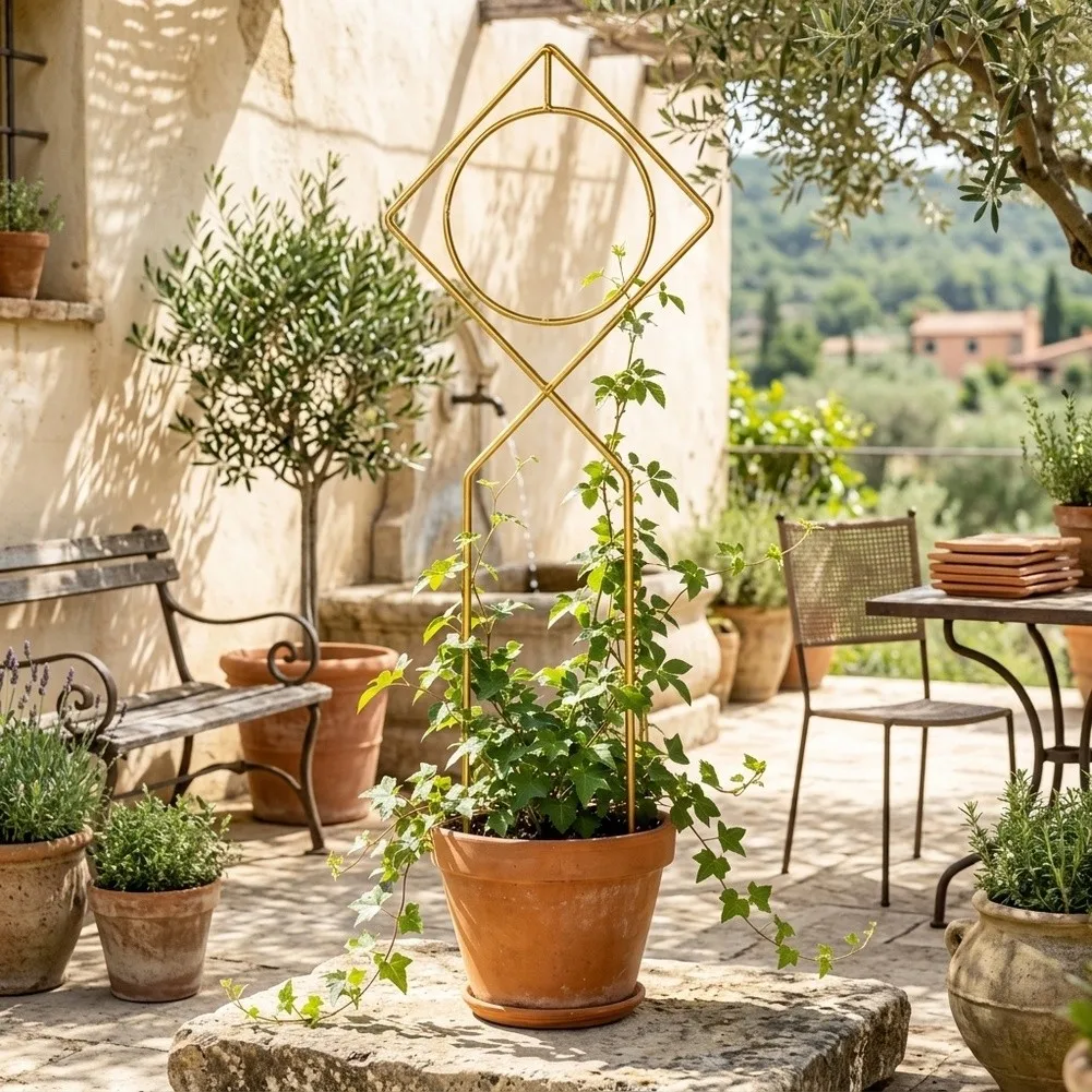 Sturdy Metal Plant Climbing Frame with Heart Motif and Geometric Layouts for Supporting Greenery in Garden or Living Space