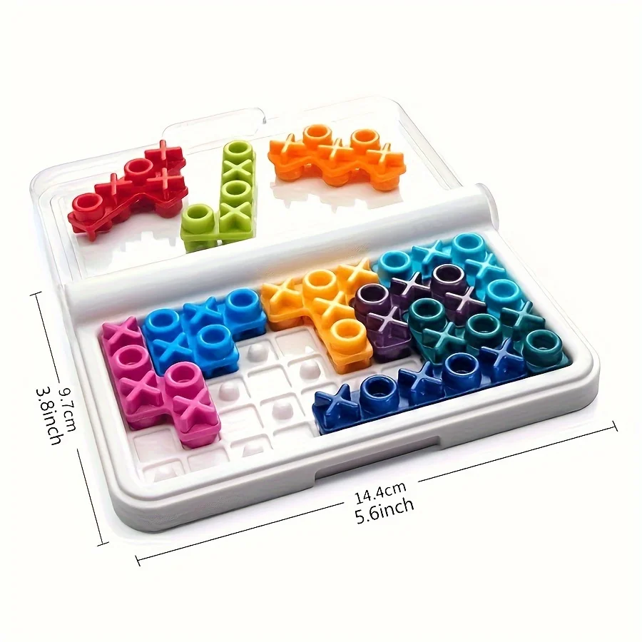 X- en O-spel, perfect cadeau voor feestdagen en feesteffecten! Plastic schaakbordspeldoos die de intelligentie verbetert (productaccessoires zijn willekeurig