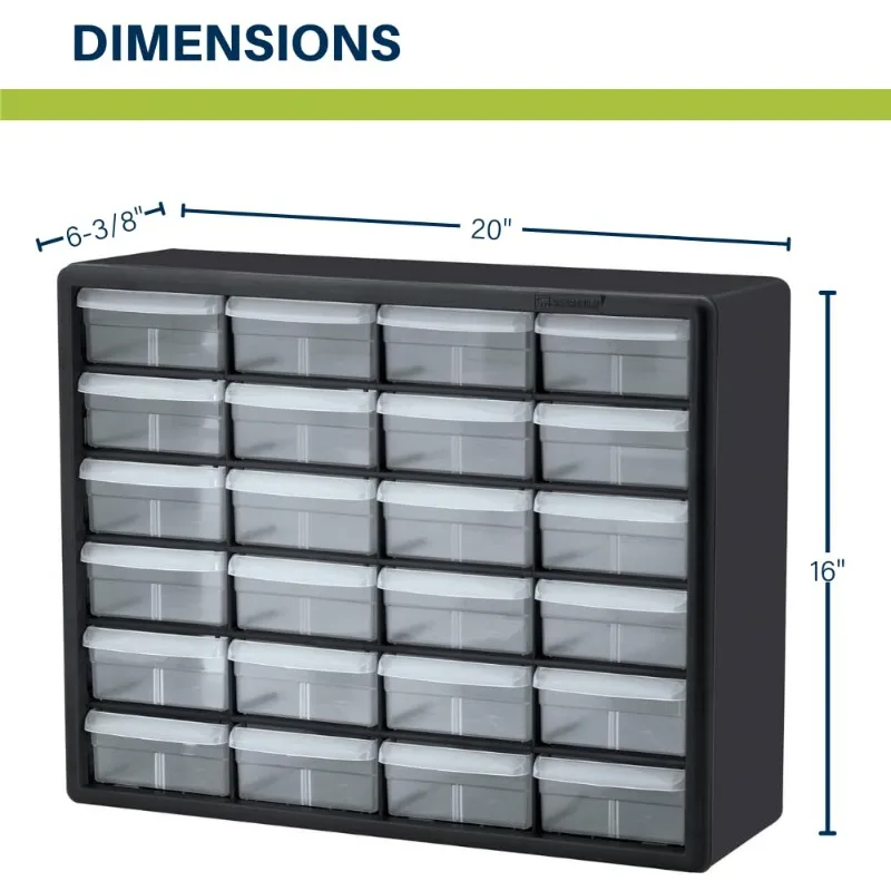 24-Drawer Plastic Drawer Storage Cabinet for Garage Organization, Bead Organizer, Building Bricks Storage, Teacher Too image 3