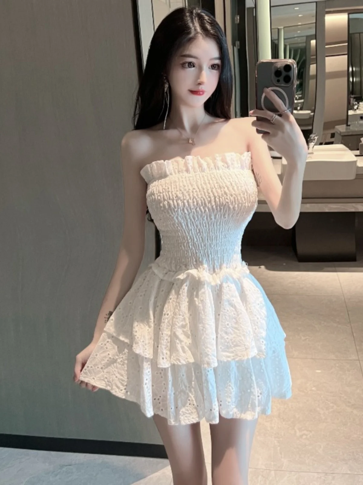 تنورة قصيرة جذابة للفتيات بحمالات وخصر مرتفع على الطراز الكوري، فستان للتنقل اليومي، تنورة قصيرة منتفخة للنساء الشابات