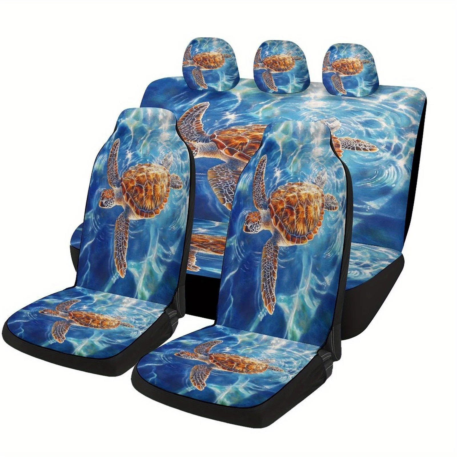 Car Seat Cover Set Featuring A Turtle Design, Suitable For Various Vehicles. This High-Quality, Comfortable Protector Includes C