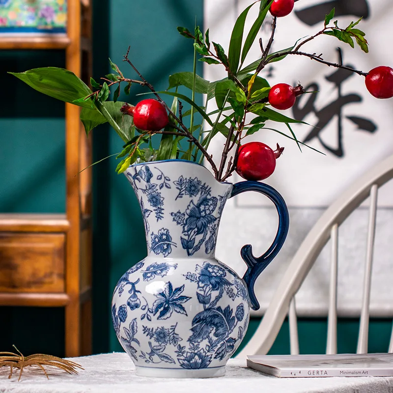 

New Chinese Style Milk Jug Vase Scandinavian Style Living Room Ornament Chinese Ceramic Flower Arrangement Porcelain Vase Flower