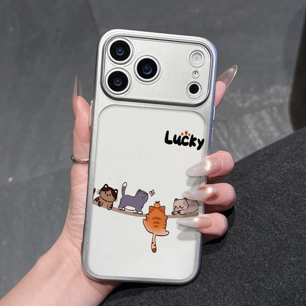 Einfache Kitten Panda Luxus Stoßfeste Hülle für iPhone 15 Pro Max Hüllen iPhone 11 12 13 14 16 17 Pro Max Lucky TPU Plating Coque – Detail 2