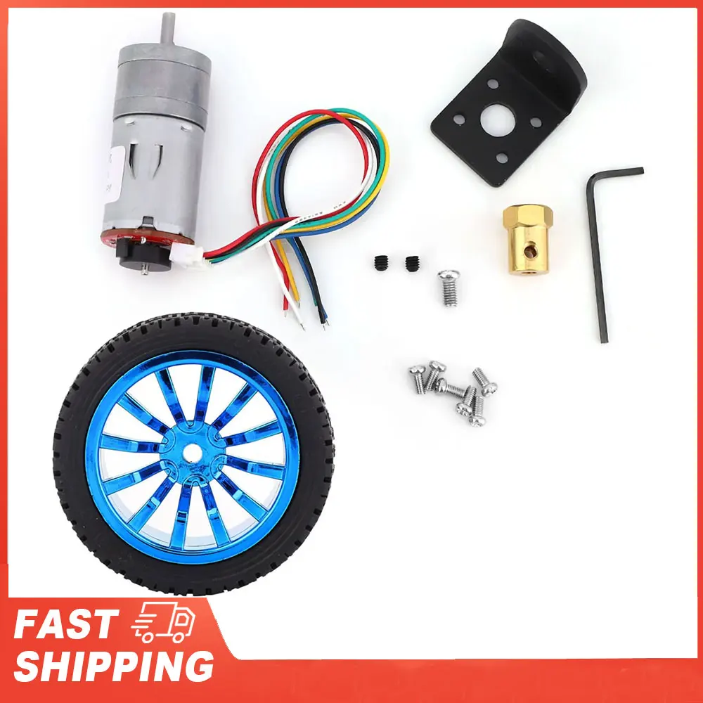 Encoder Gear Motor with Mounting Bracket 65mm Wheel Kit for Smart Car Robot DC12V JGA25-371 Machinery Equipmen Smart Car Kit