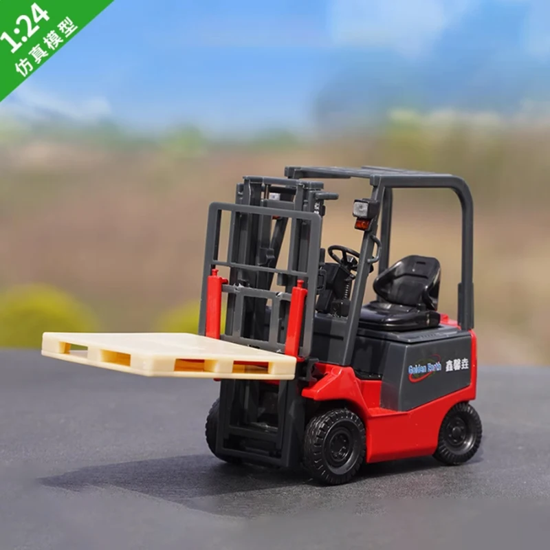 1/24 Scale Alloy Warehouse Forklift Truck Model Transport Truck Simulation Engineering Car Gift Collectibles Hobby Decoration