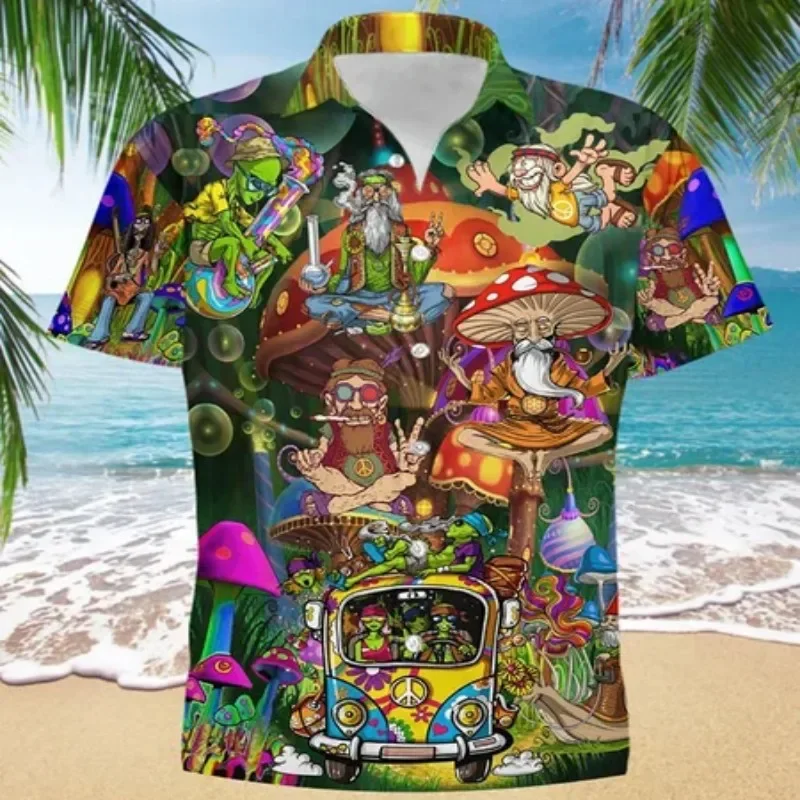 Heren Zomer Hawaiiaans Bloemen Vintage Oversized Shirt Casual Tropisch Eiland Idool Paleis Camisa Masculina Slim Fit Harajuku Kleding