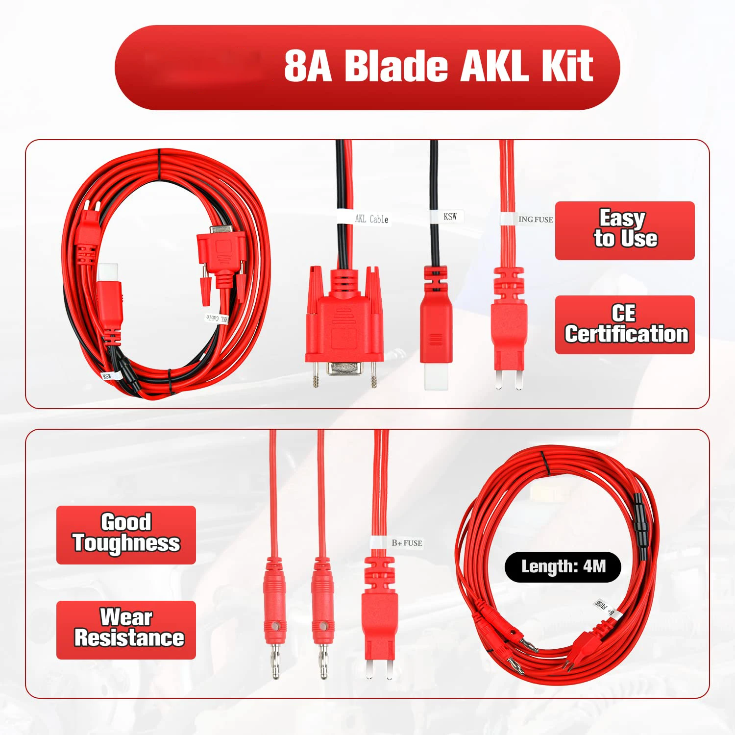 Autel 8A AKL Cable for Toyota Non-Smart Key All Keys Lost AKL Kit Adapter Work with APB112 G-Box2 G BOX3 Car Diagnostic Cables