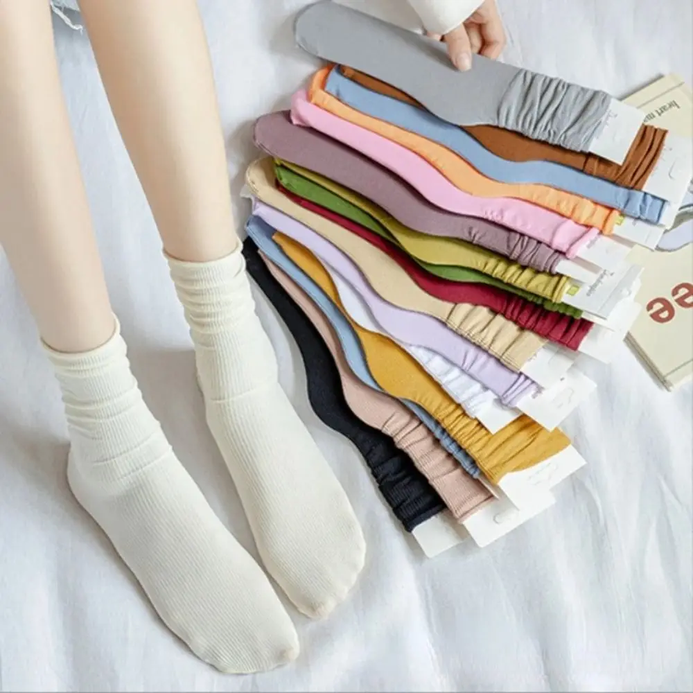 Cute Breathable Socks Soft Casual Lastic Socks Solid Color Short Socks