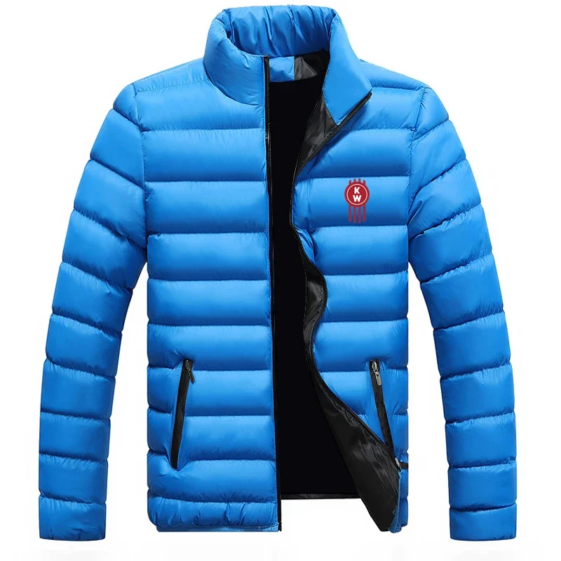 2024 New Kenworth Logo Print Custom Made Solid Color Men Zipper Down Jacket Top Cotton Warm Thicken Casual Winter Man Streetwear