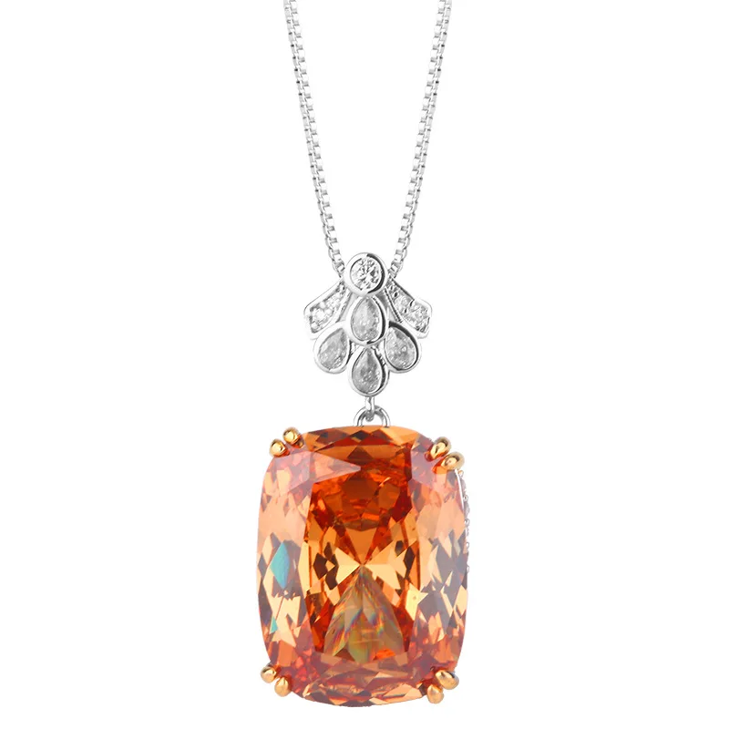 Jewelry Gold Plated Red Corundum Blue Pointed Crystal Simple Dignified Pendant 15*20