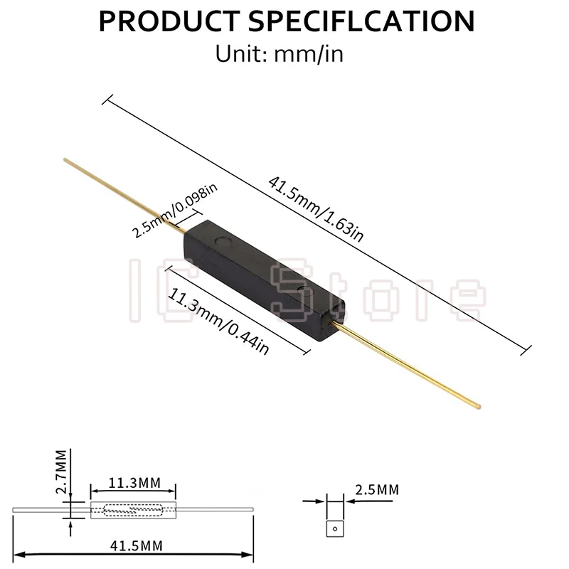 50PCS Reed Switch GPS-11A 11mm Plastic Anti-Interference Normally Open Magnetic Control Switch