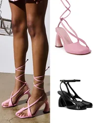 European and American Summer New Irregular Thick High Heel Women's Sandals with Half Headed Clip Toe Fashion Show Sandals