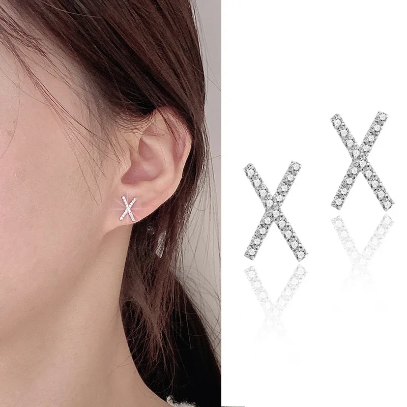 Korean Fashion All Style Crystal CZ Stud Earrings for Women Star Round Studs Earings Wedding Jewelry 2022