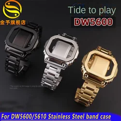 DW5600 mod kit for Casio3229 DW-5600 5610 case+strap Metal case modification for men GW-M5610 GW-B5600 Stainless Steel band case