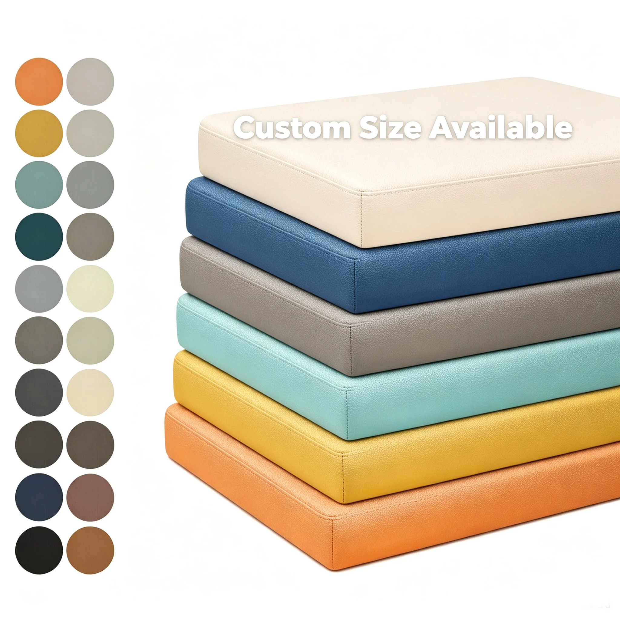 Custom Size Bench Cushions Leather Seat Cushions Thickened Foam Furniture Cushion Bench Cushion Long Seat Pad for Long Chair