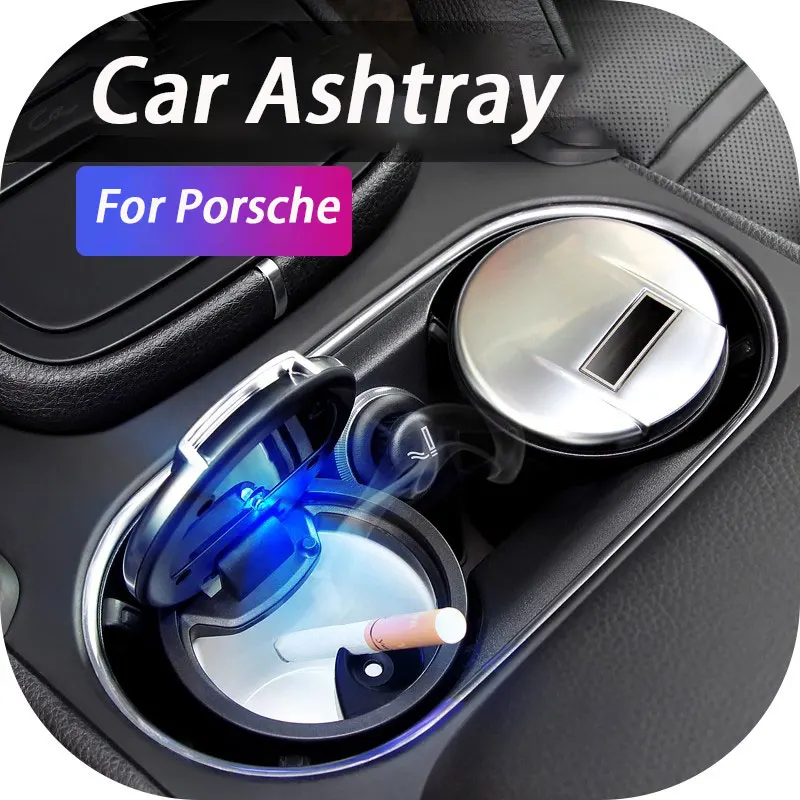 Portable Car Ashtrays For Porsche Cayenne Macan Panamera Car Cup Holder Removable Durable Garbage Coin Storage Cup Container
