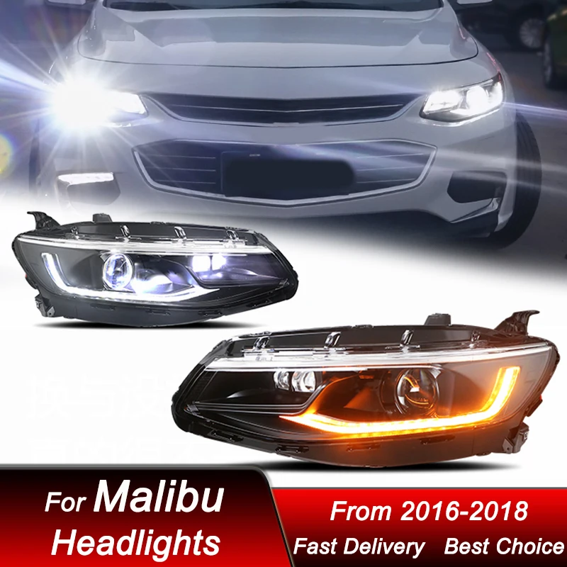 

Поп-автомобильные светодиодные фары для Chevrolet Malibu XL 2016-2018, полностью светодиодные, новый стиль, автомобильные фары в сборе, аксессуары для линз проектора Ki