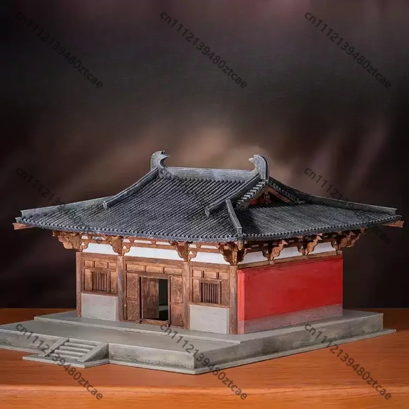 Wooden Nanchan Temple Hall Ancient Building Model Finished Neo‑Chinese Home Decor Ornament