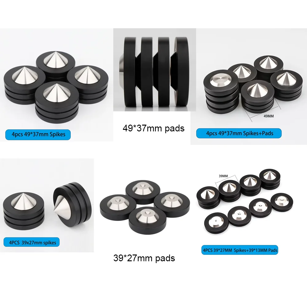 

4PCS New Black Crystal Steel Sound Isolation Feet Speaker Spikes Audio Cones HiFi Mounts Amplifier Isolation Feet