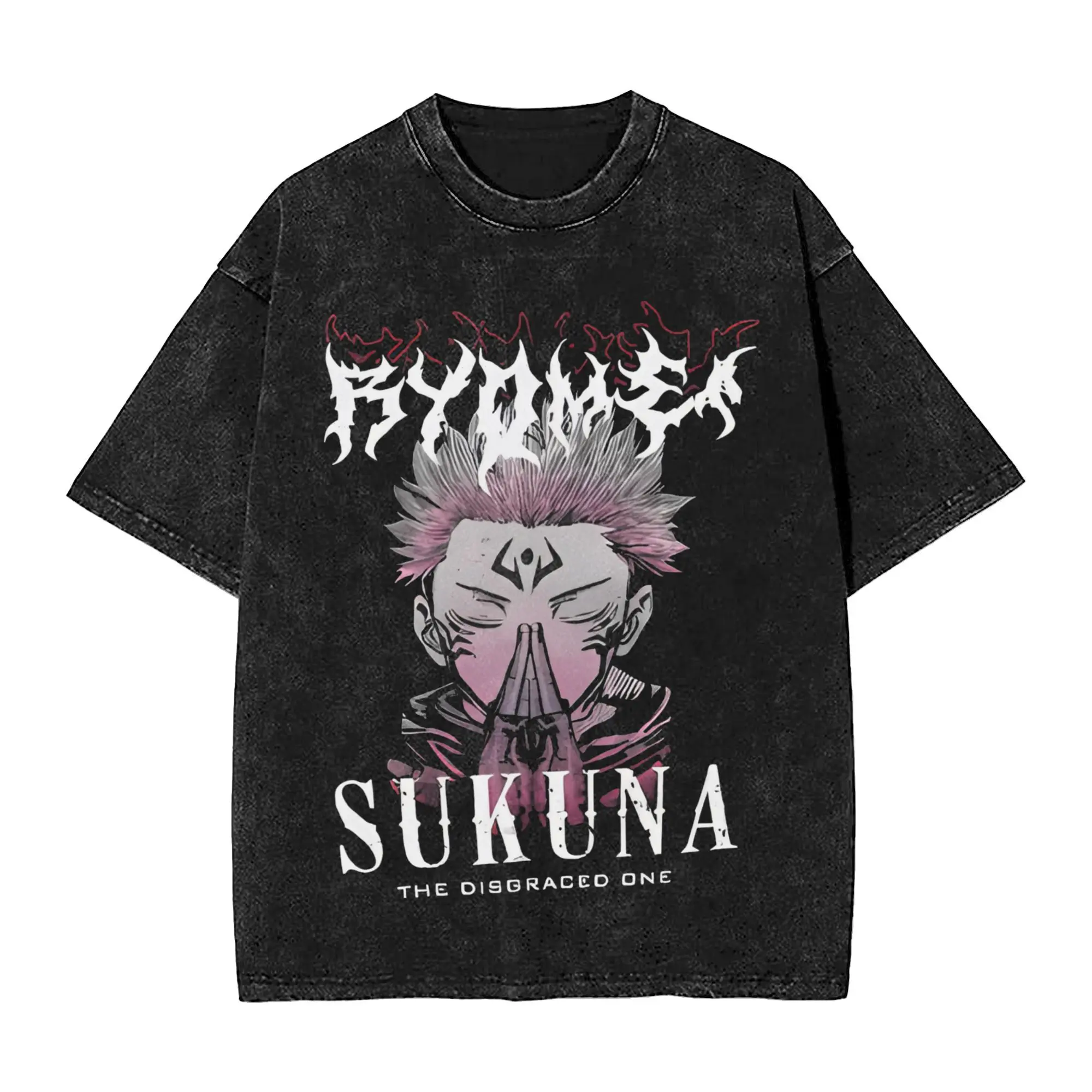 Anime Jujutsu Kaisen Gojo Washed T Shirt Streetwear Novelty T-Shirt Sukuna Tees Men Women 100% Cotton High Street Graphic