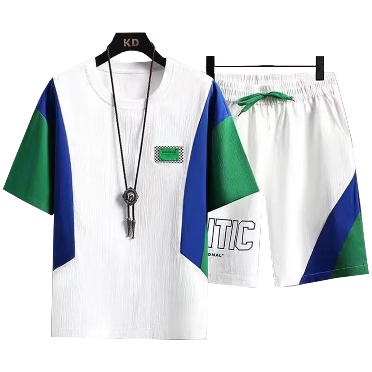 Men's Short Sleeved T-shirt Casual Shorts Round neck Five Quarter Pants Young People Student Couple Clothing