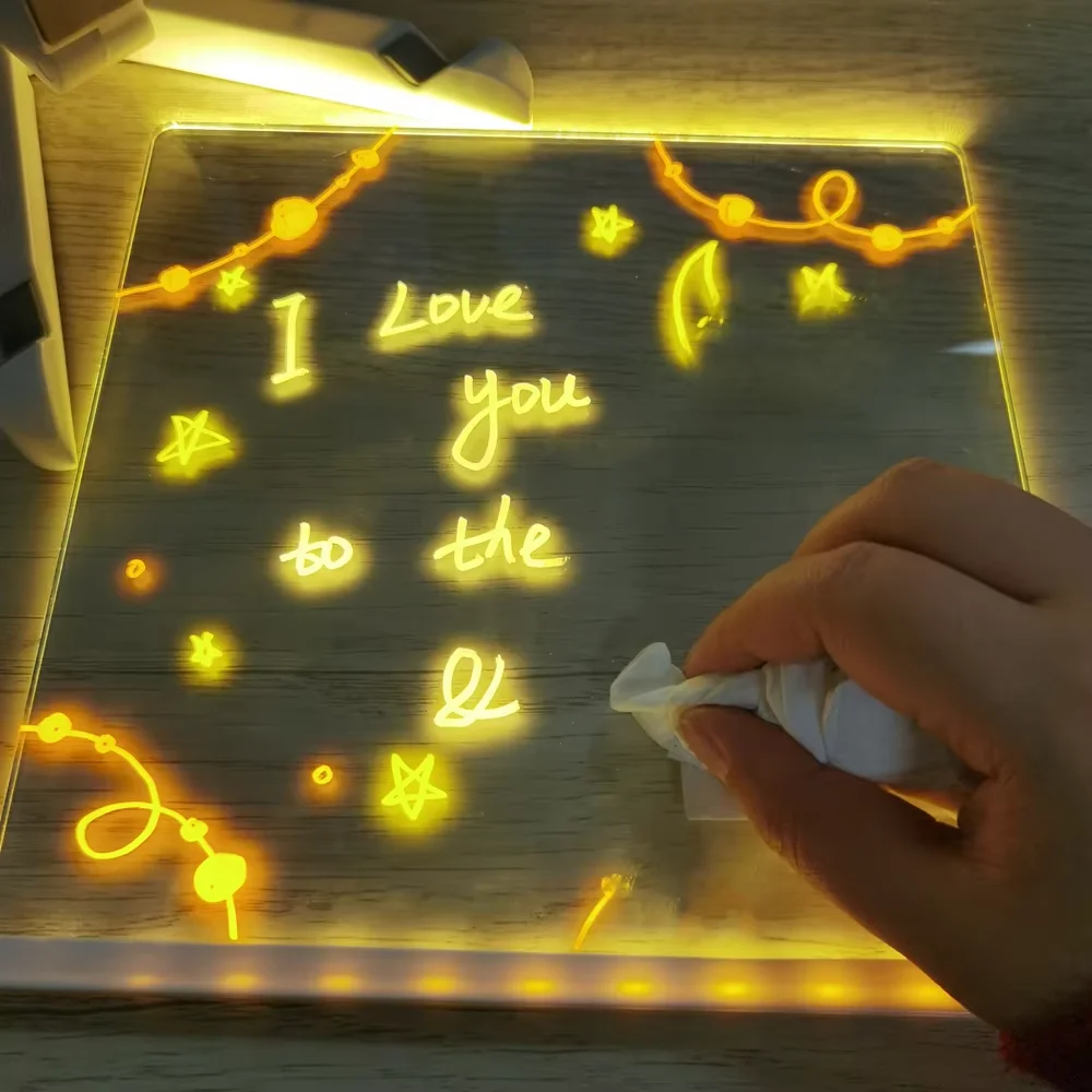 Lámpara LED personalizada, tablero de mensajes acrílico, tablero de notas, dibujo para niños, luz nocturna borrable para dormitorio, regalo de