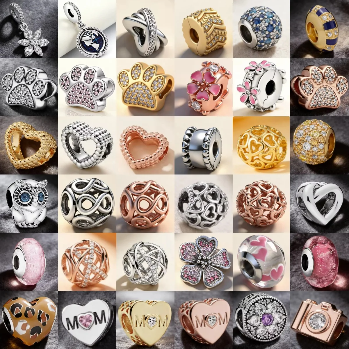 Pingente Clássico Irregular Brilhante S925 em Formato de Coração Compatível com Pulseira e Colar Original Snake para Presente DIY de Dia das Mães